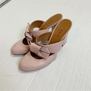 CHiE by Chie Mihara Mary Jane Mules Size 38.5 Size 7.5 or 8 Pink Leather Spain